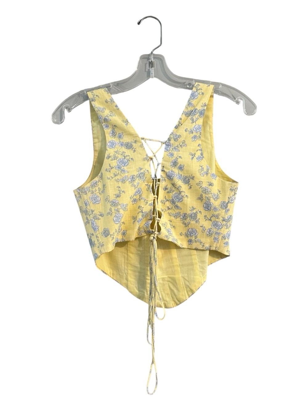 Yellow Floral Square-Neck 2 piece pant set. Top  medium and pants small. - Picture 5 of 16